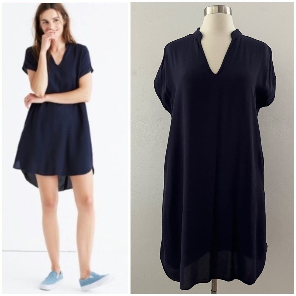 Madewell Bicoastal Dress Women's XS Navy Blue Mini Pockets Casual Minimalist